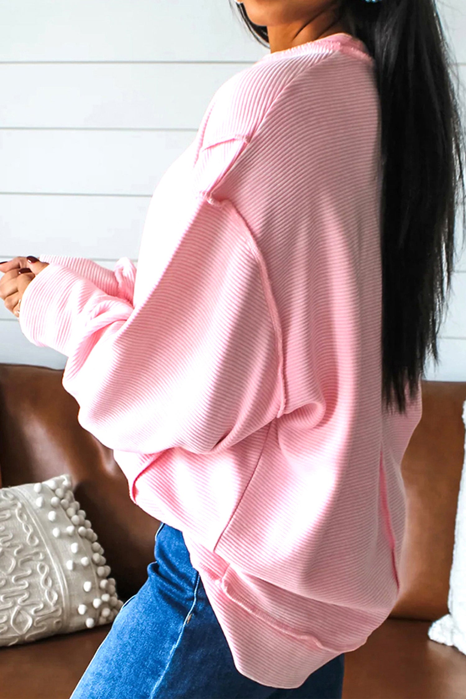 Pink you are so loved Valentines Day Bow Embroidered Graphic Pullover Top - Aaria Tees Aaria Tees