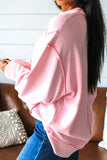 Pink you are so loved Valentines Day Bow Embroidered Graphic Pullover Top - Aaria Tees Aaria Tees