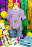 Wisteria Mardi Gras Sequined Pattern Holiday T Shirt Aaria Tees