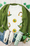 White St Patricks Day Sequin Graphic Casual T Shirt - Aaria Tees Aaria Tees