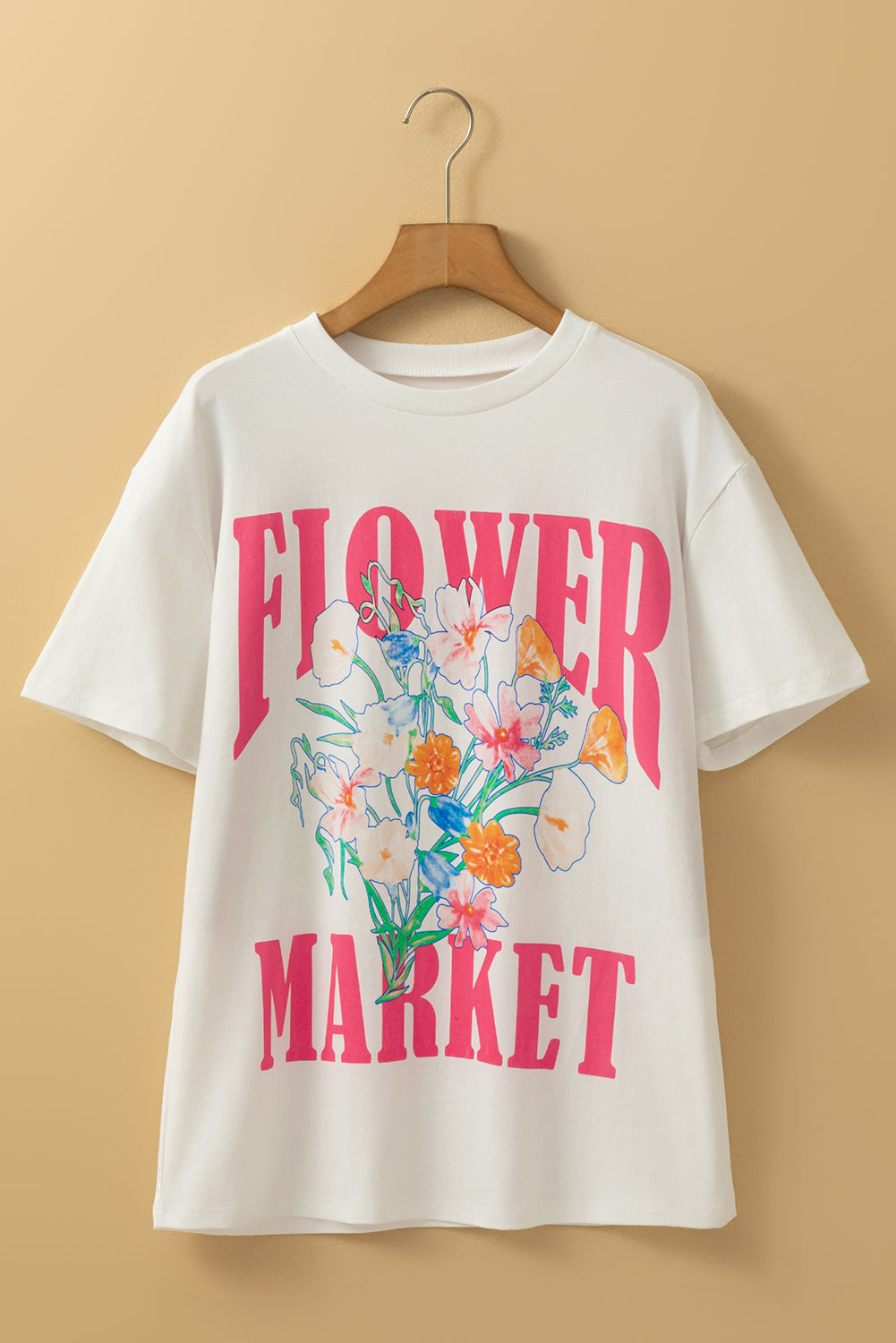 White FLOWER MARKET Graphic T Shirt - Aaria Tees Aaria Tees