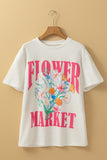 White FLOWER MARKET Graphic T Shirt - Aaria Tees Aaria Tees