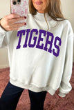 Light Grey LOUISIANA/ TIGERS Double Side Printed High Neck Reversible Sweatshirt Aaria Tees