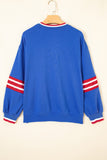 Sky Blue Abstract Racing Graphic Embroidered Patchwork Long Sleeve Sweatshirt - Aaria Tees Aaria Tees