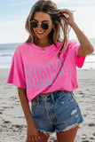 Bright Pink MAMA Letter Graphic Neon T Shirt Aaria Tees