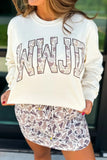 White WWJD Camo Letter Printed Long Sleeve Top - Aaria Tees Aaria Tees