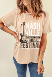 Letter Graphic Round Neck Short Sleeve T-Shirt Aaria Tees
