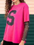 Letter Graphic Round Neck Half Sleeve T-Shirt Aaria Tees