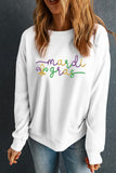White mardi gras Fleur De Lis Embroidered Graphic Pullover Sweatshirt - Aaria Tees Aaria Tees