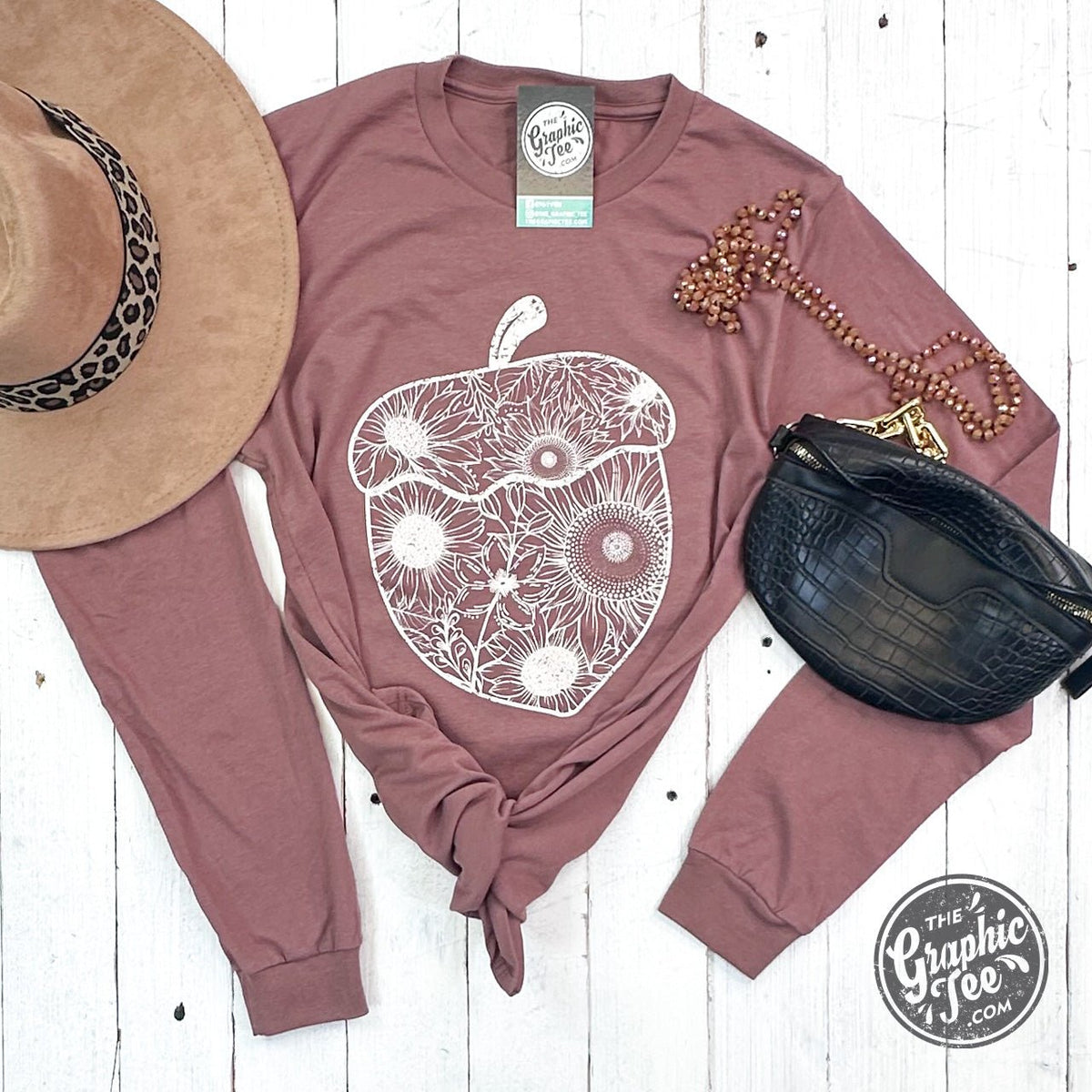 Acorn Chestnut Brown Long Sleeve Tee - Aaria Tees