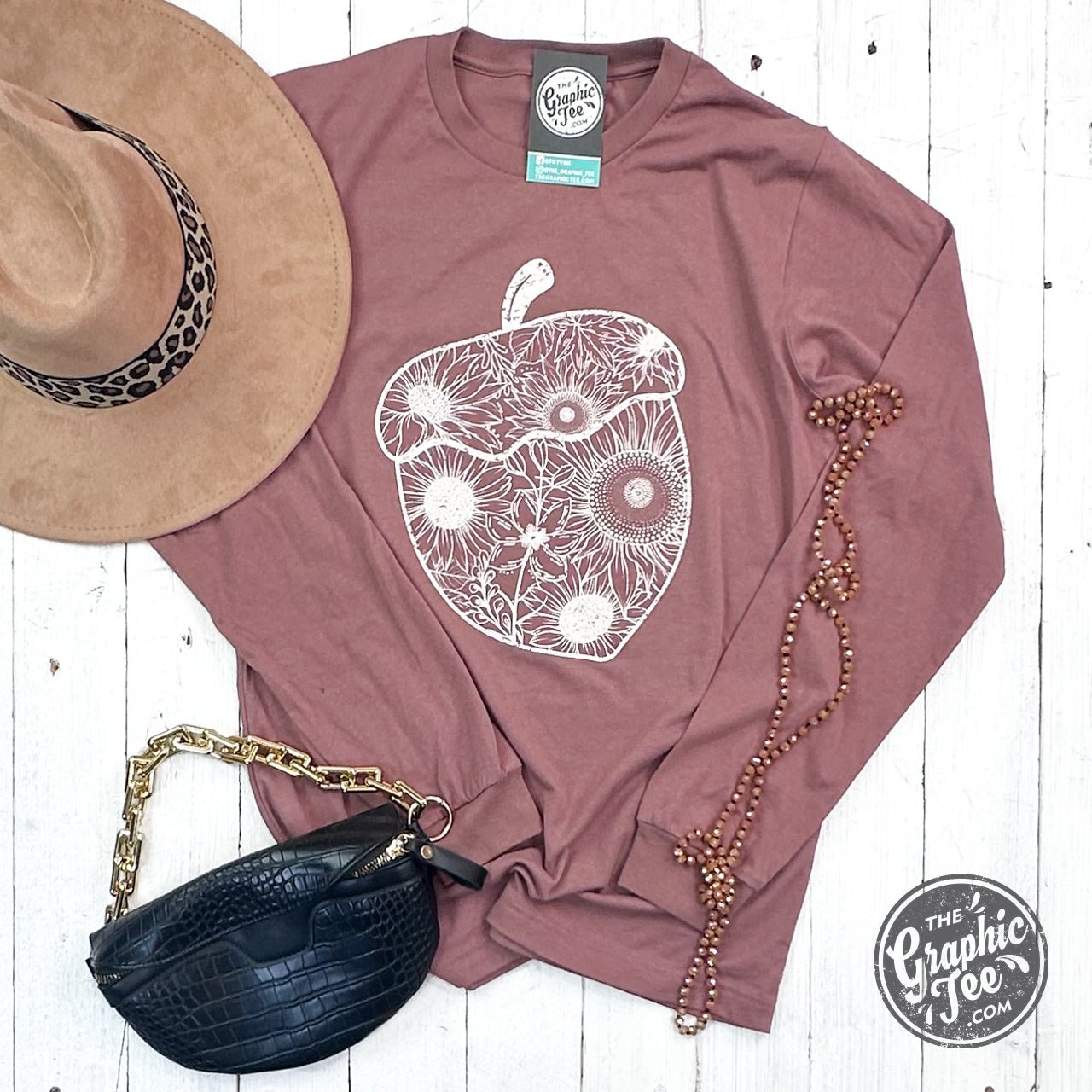 Acorn Chestnut Brown Long Sleeve Tee - Aaria Tees Aaria Tees