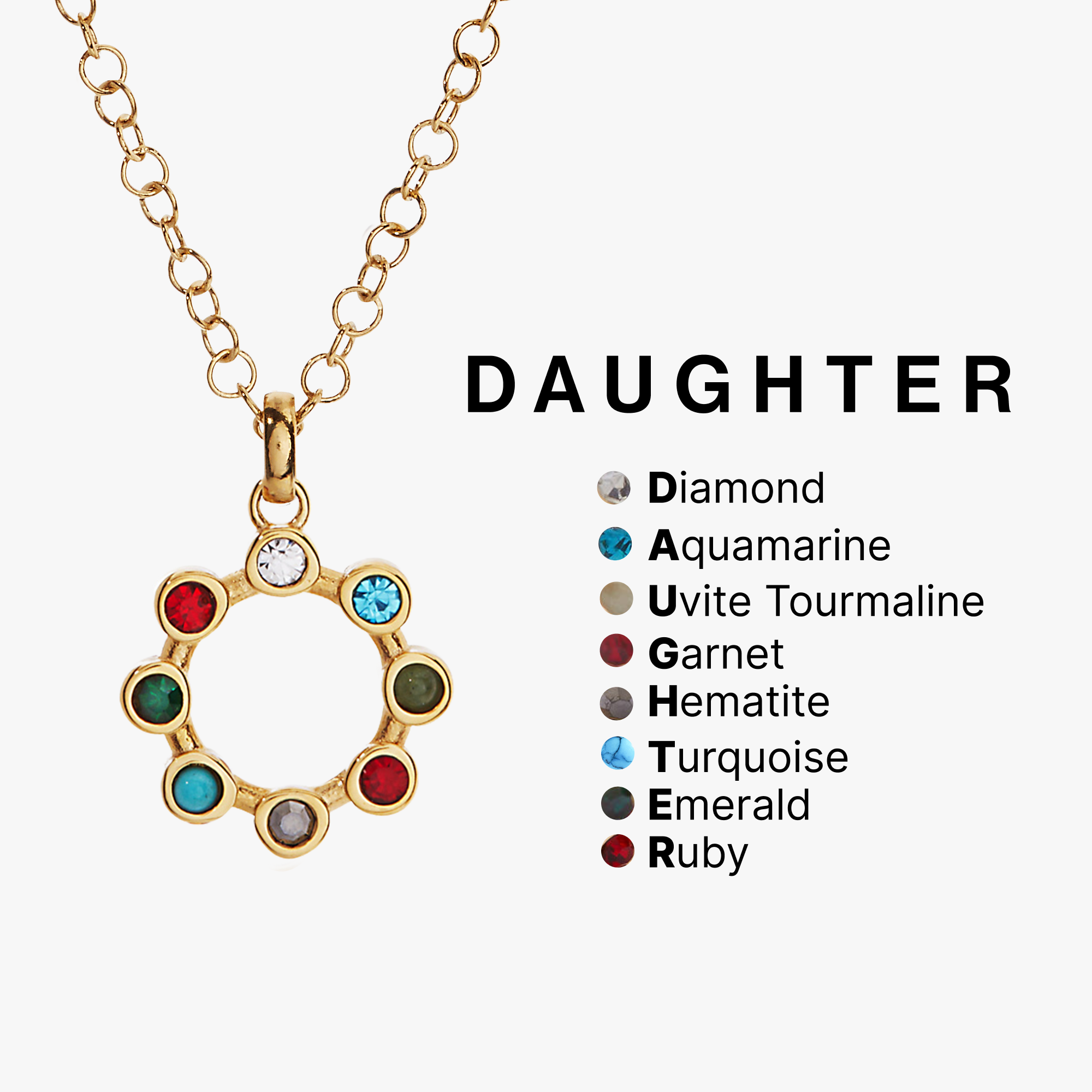 Daughter Hidden Message Acrostic Necklace - Aaria Tees Aaria Tees