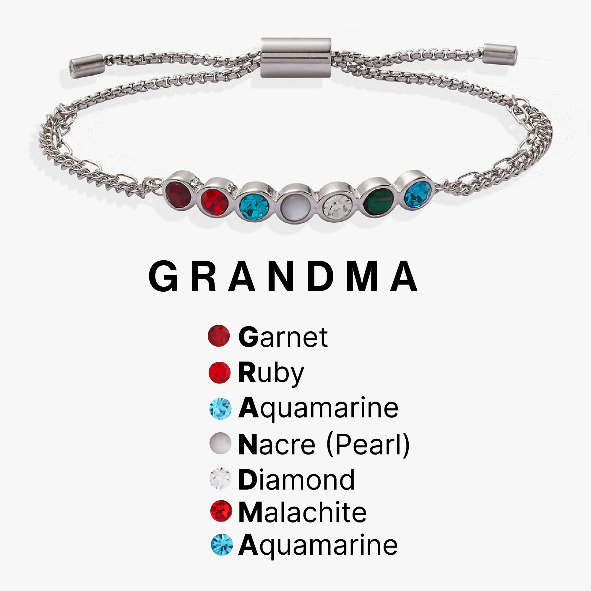 Grandma Hidden Message Acrostic Bolo Bracelet - Aaria Tees Aaria Tees