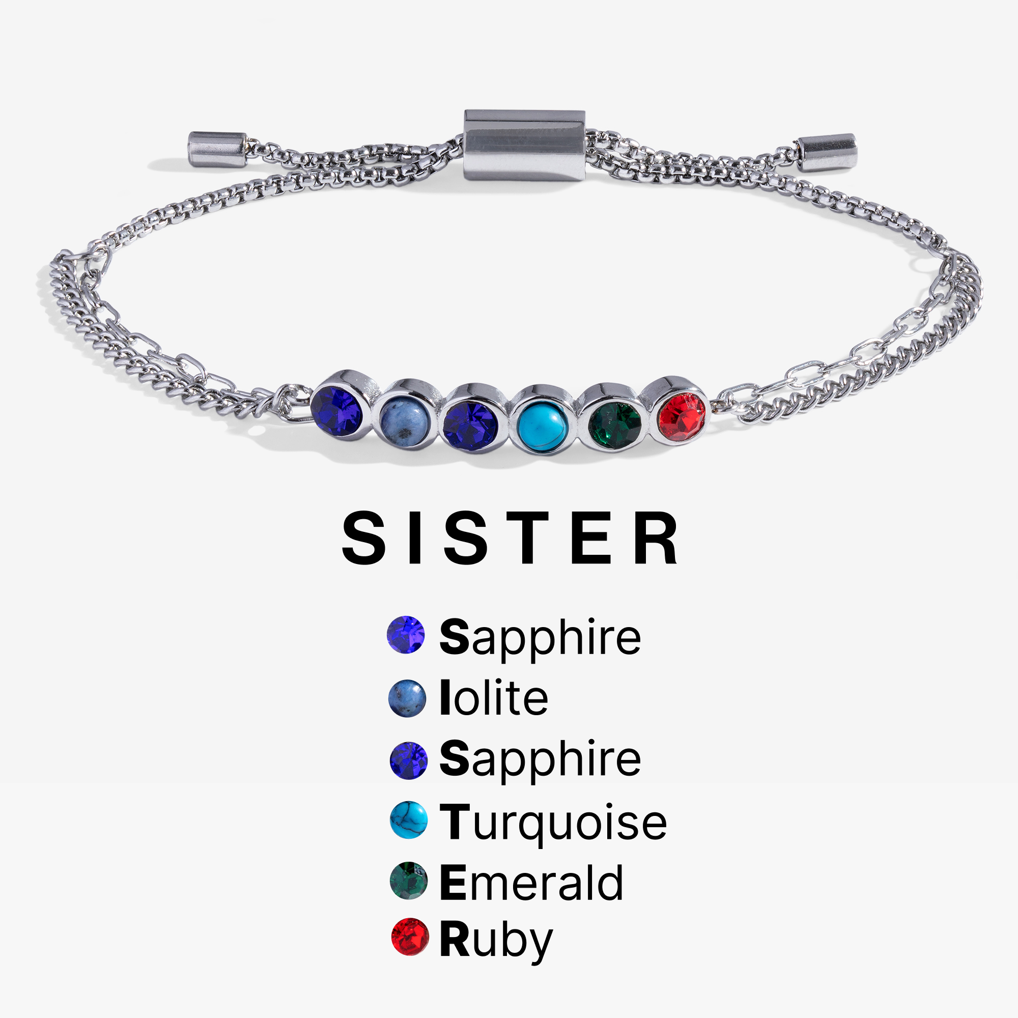Sister Hidden Message Acrostic Bolo Bracelet - Aaria Tees Aaria Tees