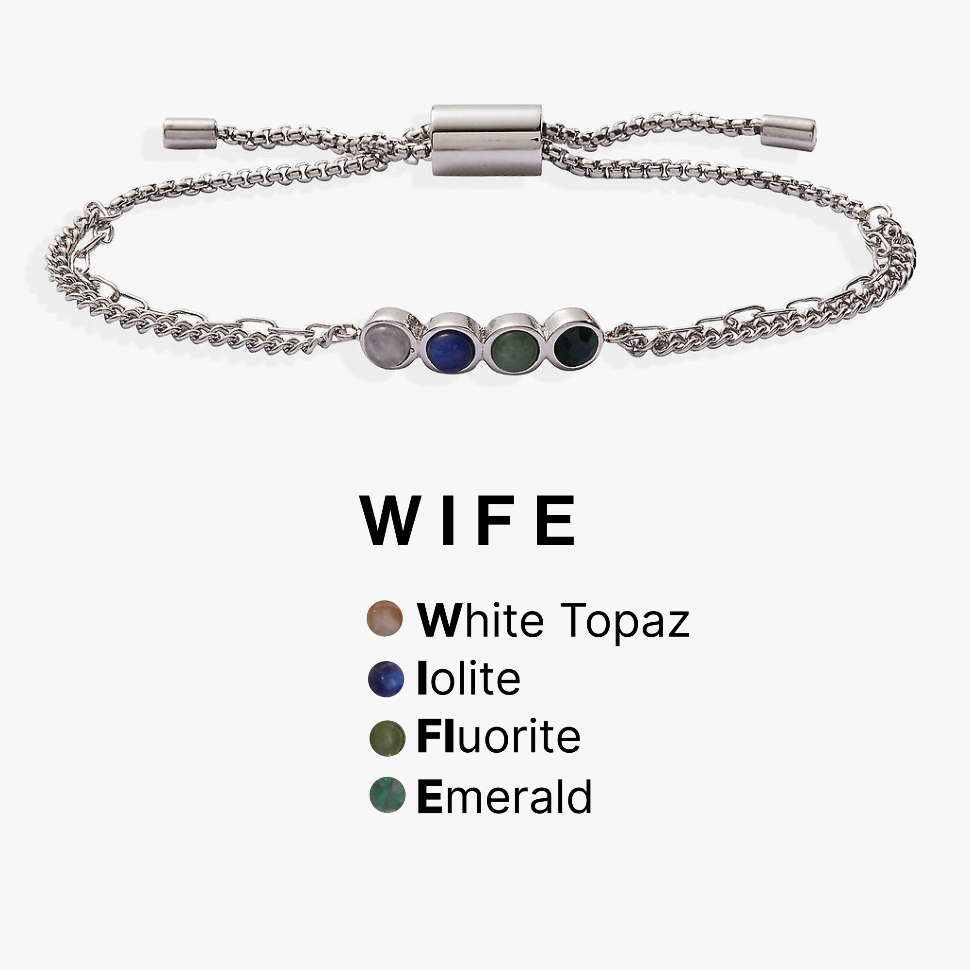 Wife Hidden Message Acrostic Bolo Bracelet - Aaria Tees Aaria Tees