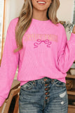 Bonbon Sweet Girl Embroidered Graphic Rib Textured Top - Aaria Tees Aaria Tees