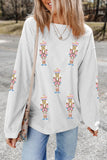 White Corded Rib Sequin Patched Nutcracker Graphic Drop Shoulder Sweatshirt - Aaria Tees Aaria Tees