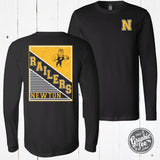 Adult Newton Railers Rectangular With Railer Man Black Long Sleeve Crewneck Tee - Aaria Tees Aaria Tees