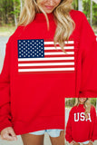 Racing Red American Flag/ USA Double Side Print Reversible Mock Neck Sweatshirt - Aaria Tees Aaria Tees
