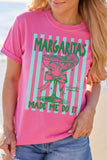 Rose Red Margaritas Made Me Do It Striped Graphic Beach Vacation Tee Aaria Tees