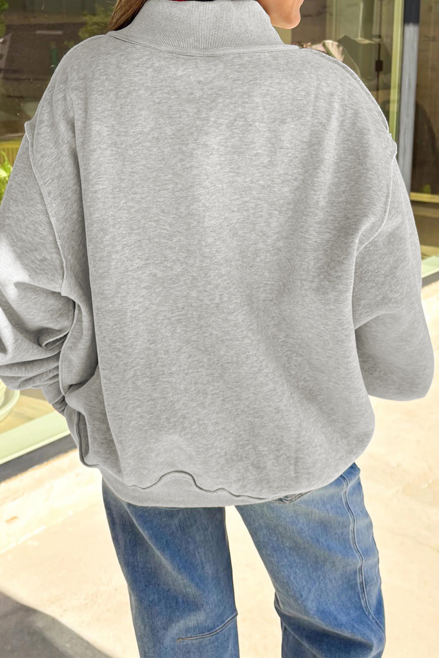 Light Grey FOOTBALL GAMEDAY Double Side Printed High Neck Reversible Sweatshirt - Aaria Tees Aaria Tees