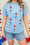 Light Blue Patriotic Sequin Popsicle Graphic Tee Aaria Tees