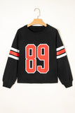 Black Varsity Spirit Striped 89 Graphic Casual Sweatshirt Aaria Tees