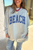 Light Grey Mock Neck Graphic Print Reversible Sweatshirt Aaria Tees