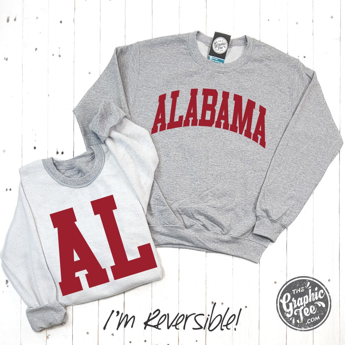Alabama Reversible Sport Grey Crewneck Sweatshirt - Aaria Tees
