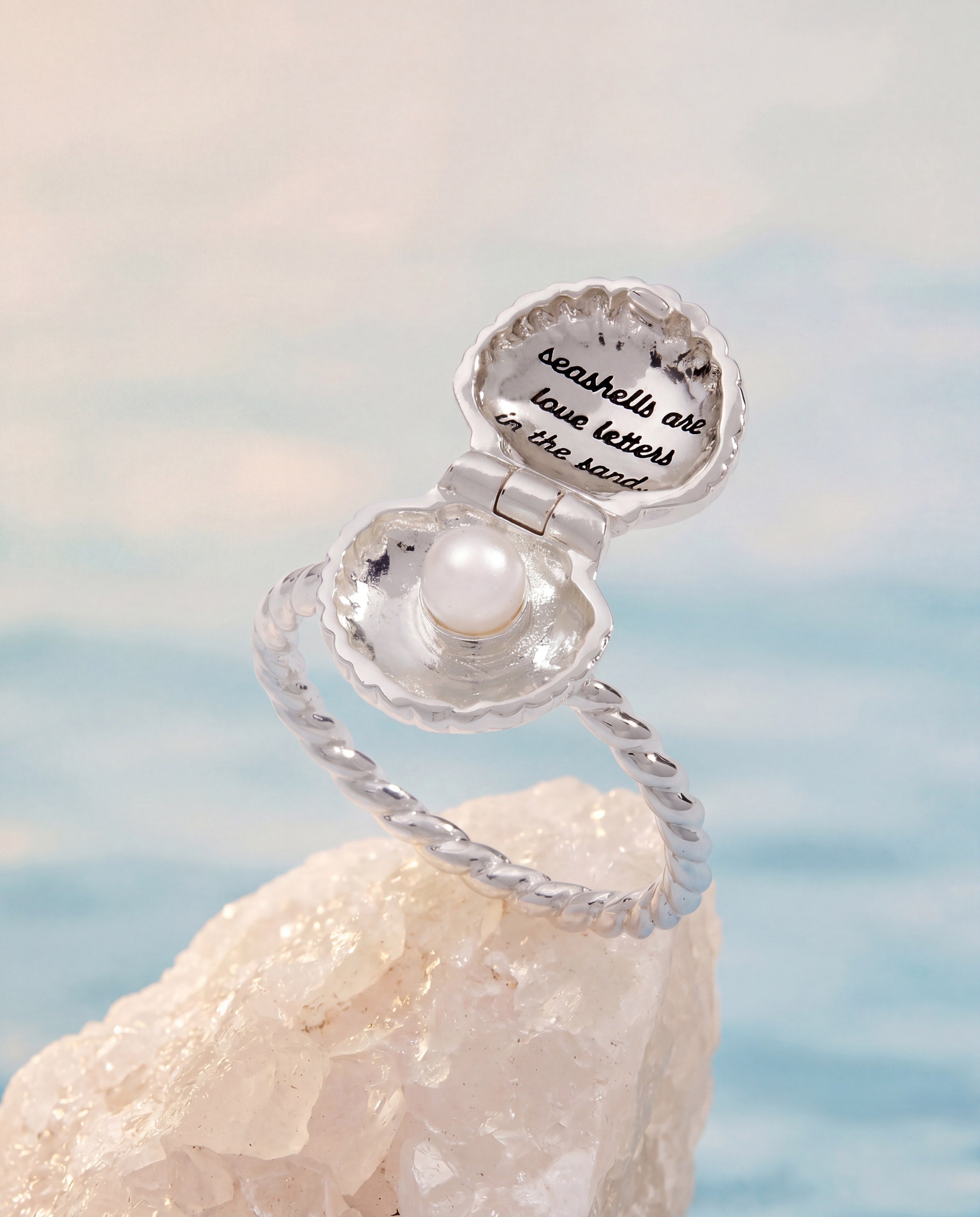 Salt + Sea 'Seashells Are Love Letters In The Sand' Locket Ring - Aaria Tees Aaria Tees