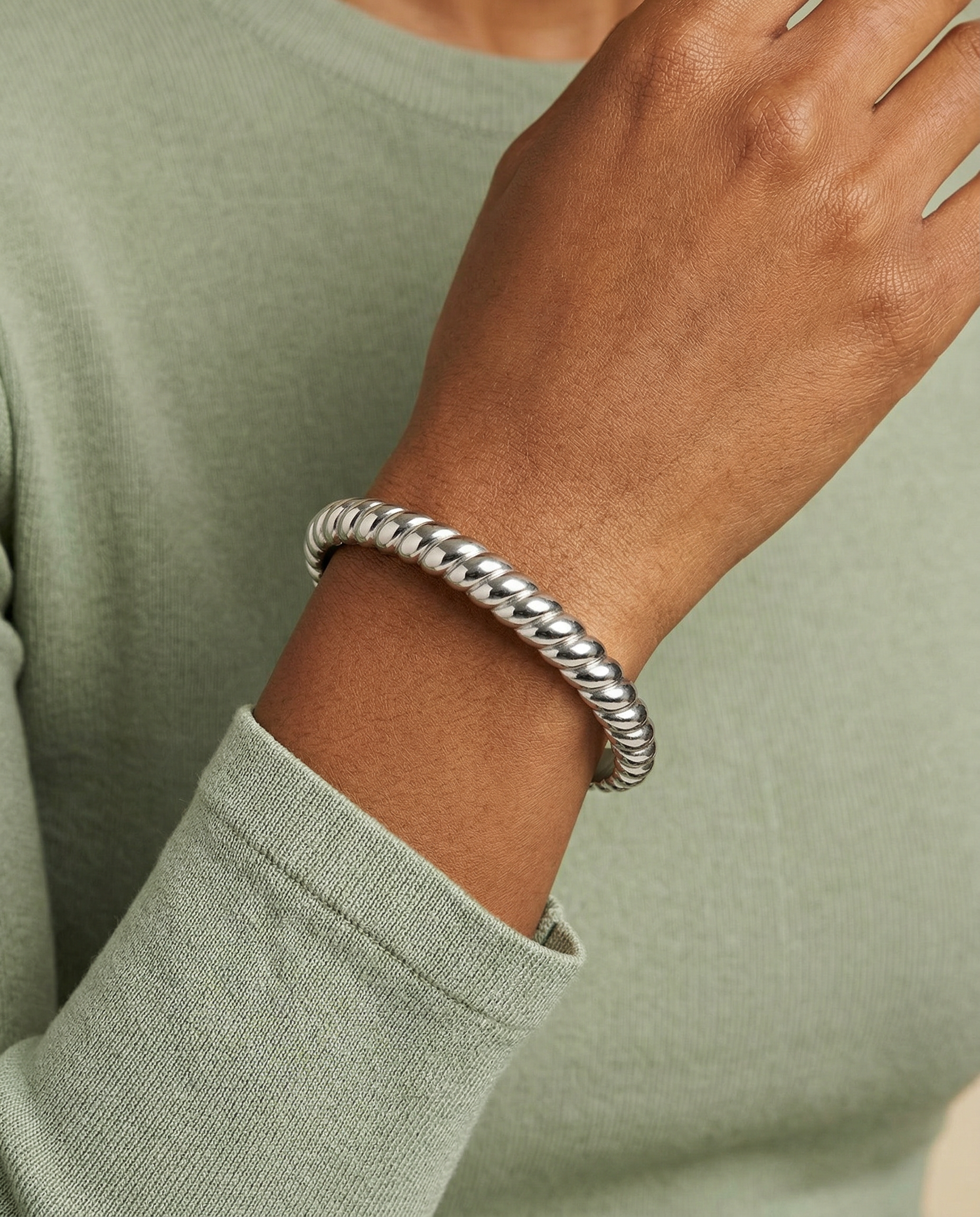 Stainless Steel Rope Textured Bangle - Aaria Tees Aaria Tees