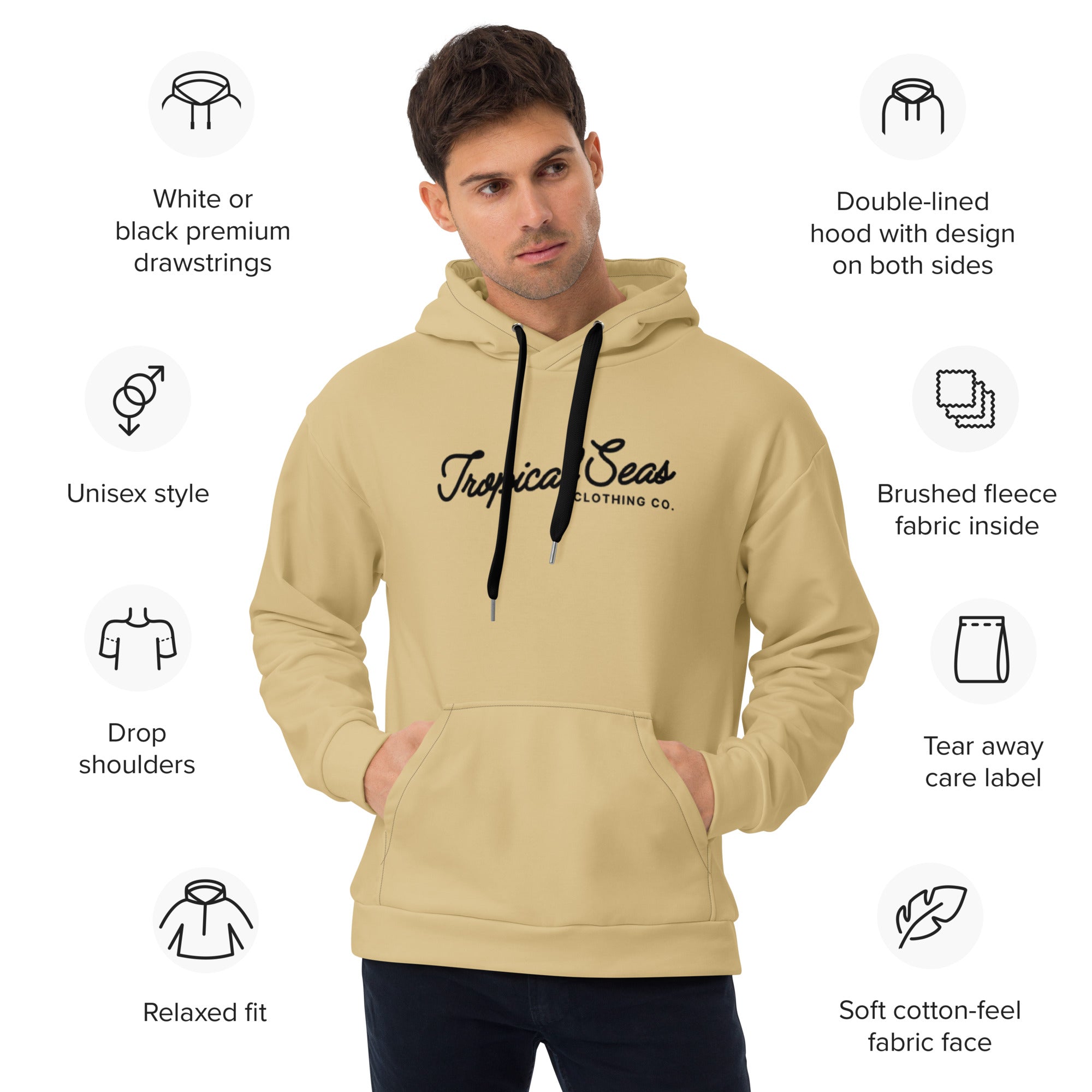 Beige Tropical Seas Hoodie - Aaria Tees Aaria Tees