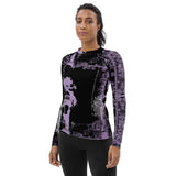 TAG Skull Women's Long Sleeve Rash Guard Lavender | UPF 38-40 Motorcycle Shirt - Aaria Tees Aaria Tees
