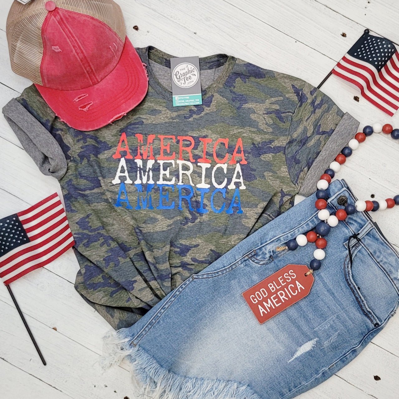 America America America Camo Short Sleeve Tee - Aaria Tees Aaria Tees