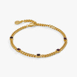 February Birthstone Amethyst Curb Chain Bracelet - Aaria Tees Aaria Tees