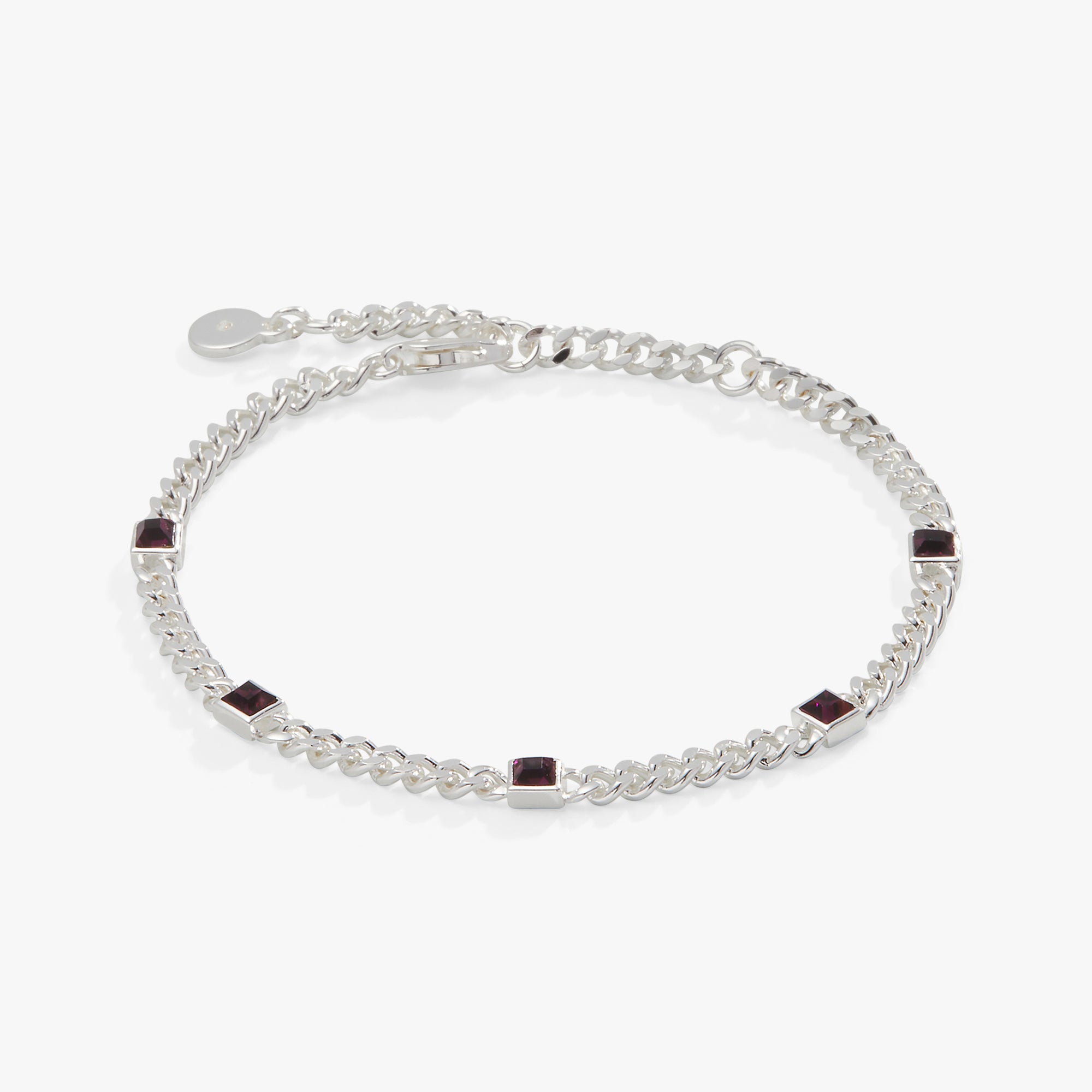 February Birthstone Amethyst Curb Chain Bracelet - Aaria Tees Aaria Tees