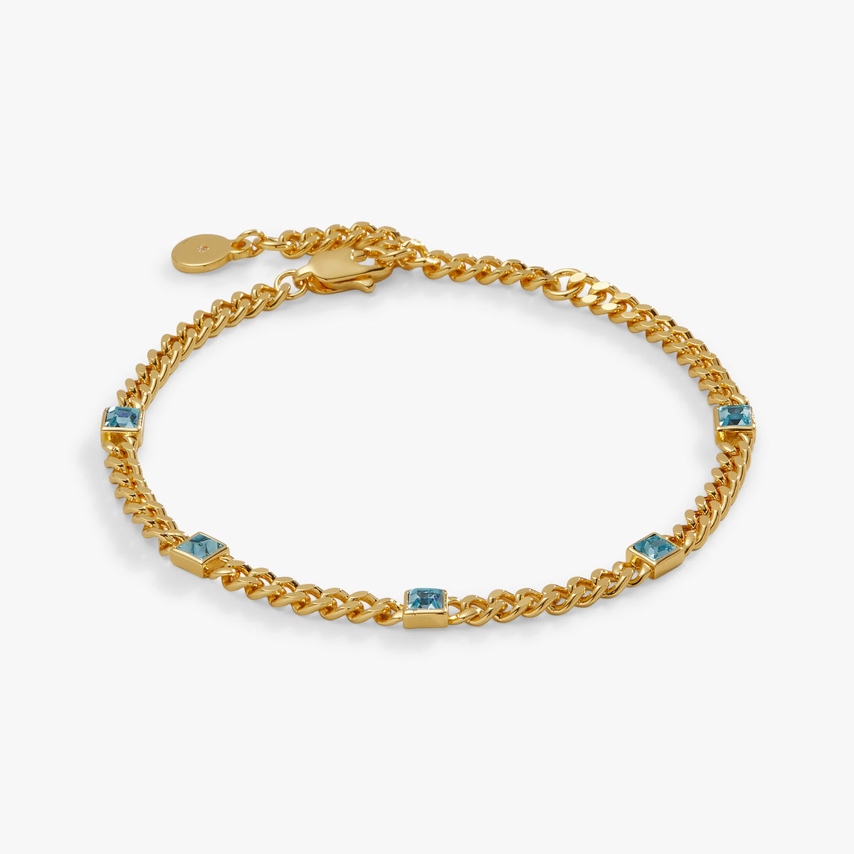 March Birthstone Aquamarine Curb Chain Bracelet - Aaria Tees