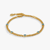 March Birthstone Aquamarine Curb Chain Bracelet - Aaria Tees Aaria Tees