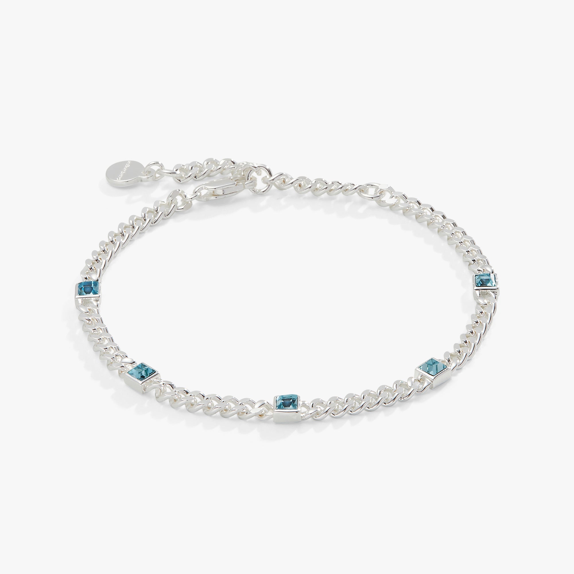 March Birthstone Aquamarine Curb Chain Bracelet - Aaria Tees Aaria Tees