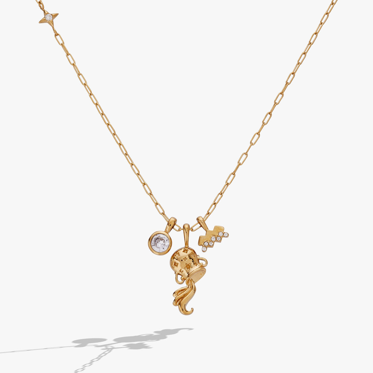 Aquarius Zodiac Charm Cluster Necklace - Aaria Tees