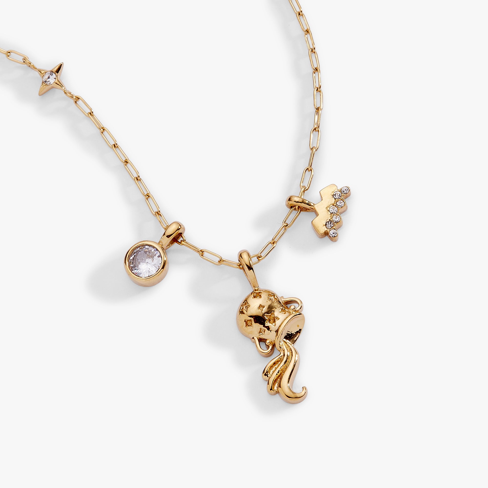 Aquarius Zodiac Charm Cluster Necklace - Aaria Tees Aaria Tees