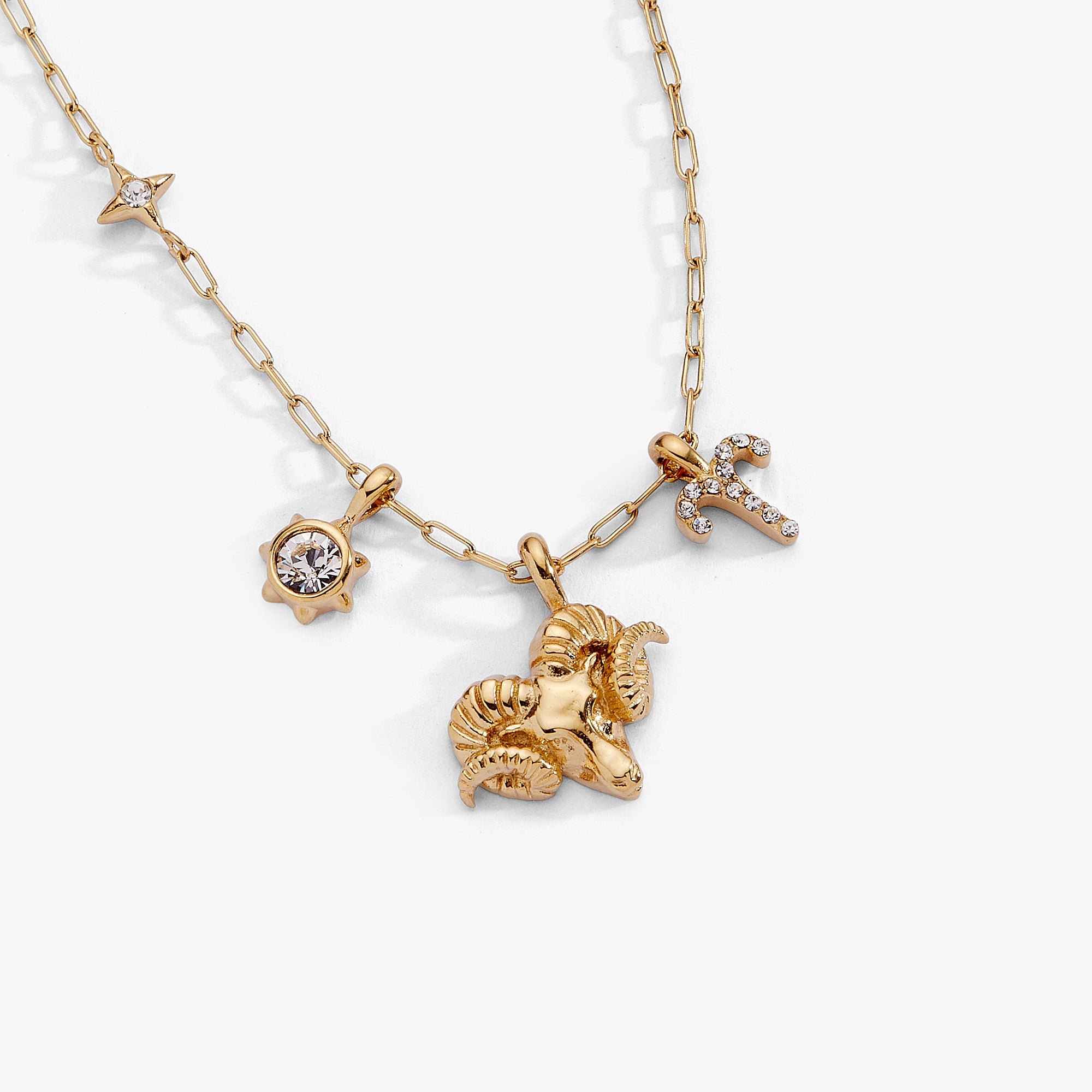 Aries Zodiac Charm Cluster Necklace - Aaria Tees Aaria Tees