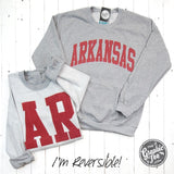 Arkansas Reversible Sport Grey Crewneck Sweatshirt Aaria Tees