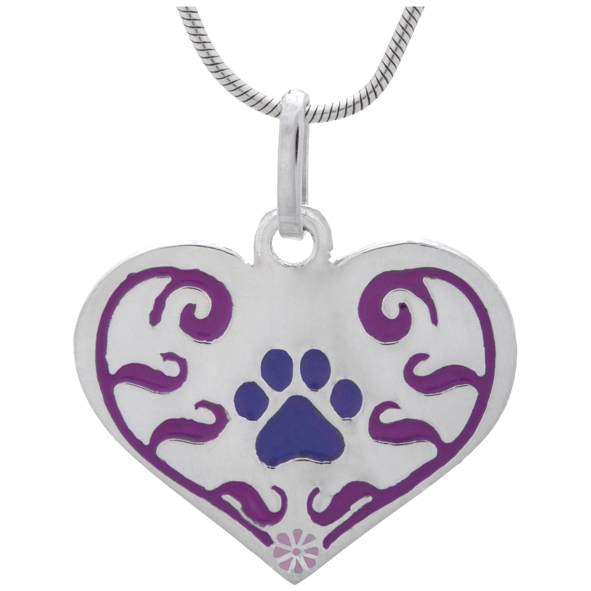 Art Nouveau Paw Print Heart Sterling Necklace - Aaria Tees Aaria Tees