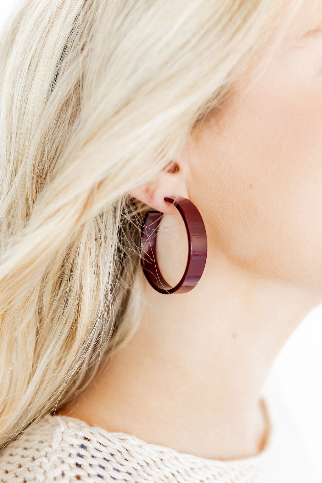 Ashley Medium Hoop Earrings - Maroon - Aaria Tees Aaria Tees
