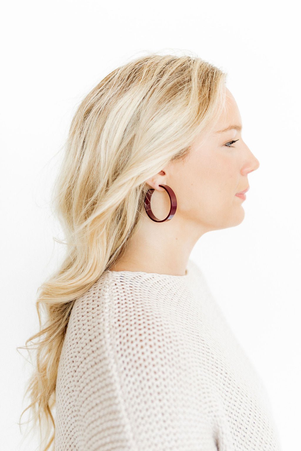 Ashley Medium Hoop Earrings - Maroon - Aaria Tees Aaria Tees