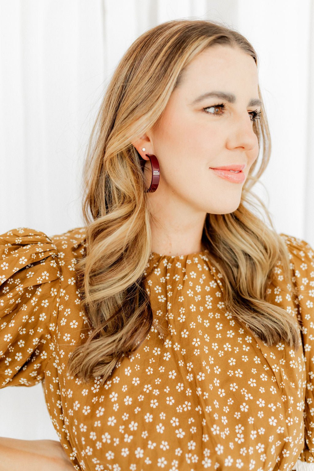 Ashley Medium Hoop Earrings - Maroon - Aaria Tees Aaria Tees