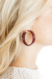 Ashley Medium Hoop Earrings - Maroon - Aaria Tees Aaria Tees