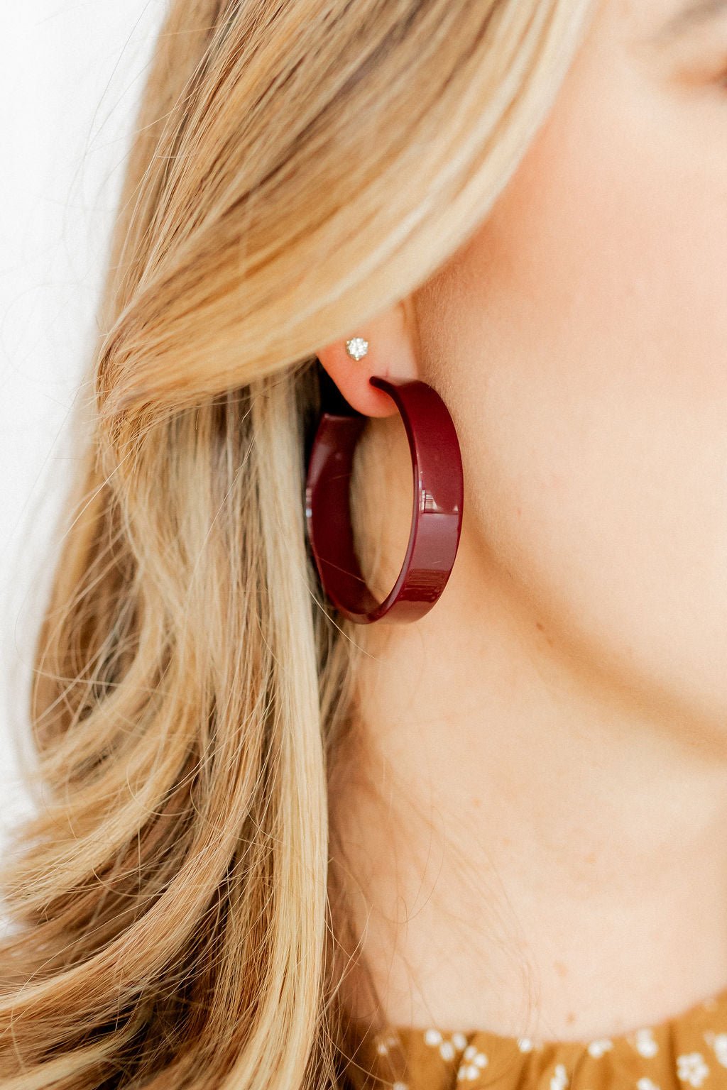 Ashley Medium Hoop Earrings - Maroon - Aaria Tees Aaria Tees