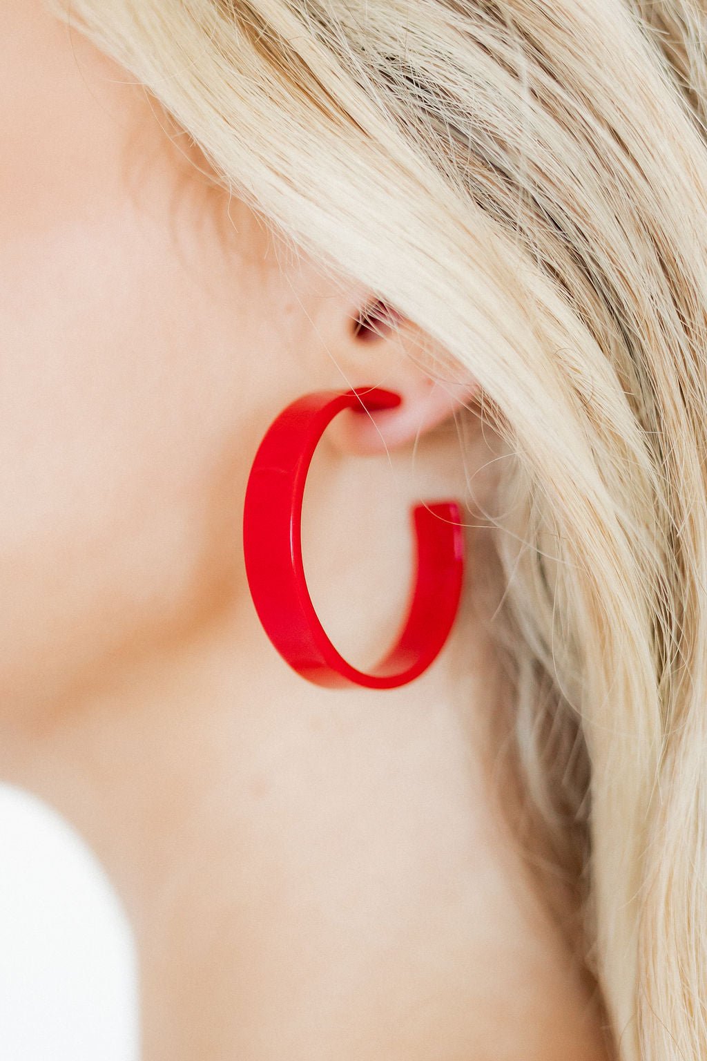Ashley Medium Hoop Earrings - True Red - Aaria Tees Aaria Tees